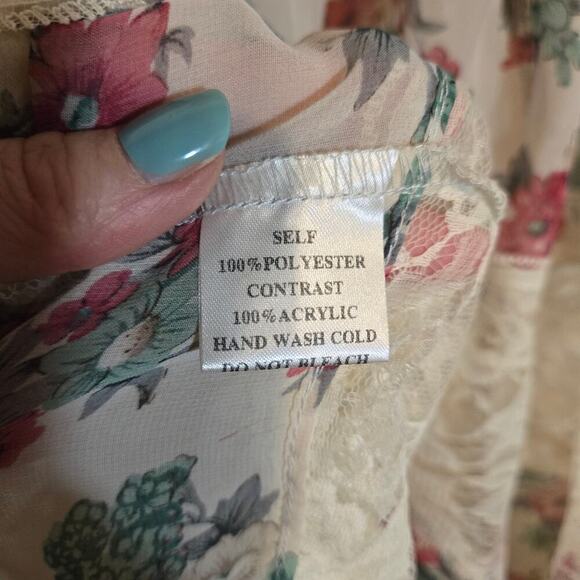 Nameless Tiered Rose Floral Lace Sheer Midi Dress Boho Summer Coverup Small - Picture 5 of 7